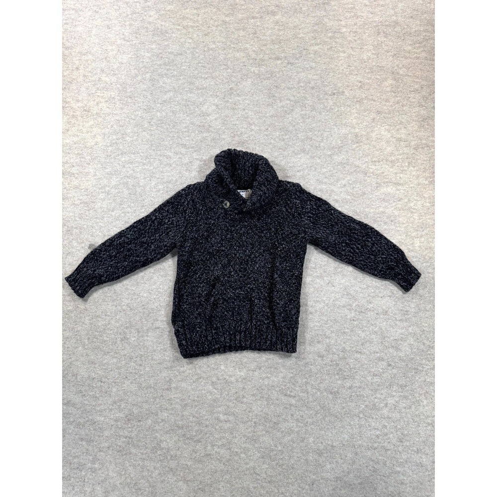 Old Navy Marled Sweater Boys 3T Gray Cotton Chunky Knit Ribbed Trim Cowl Neck